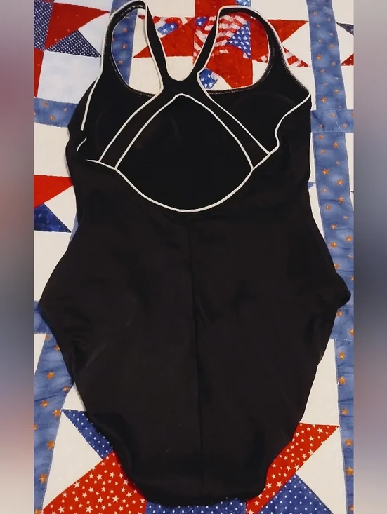 Speedo Black Racerback Women's One-Piece Swimsuit (#D-40) - Picture 4 of 5